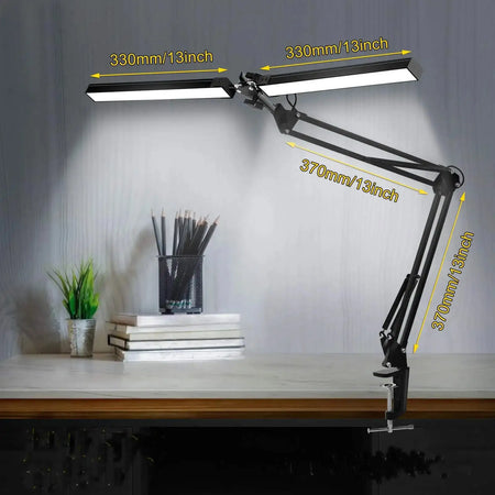 LED Desk Lamp With Clamp USB Charging Port Dimmable 3 Modes