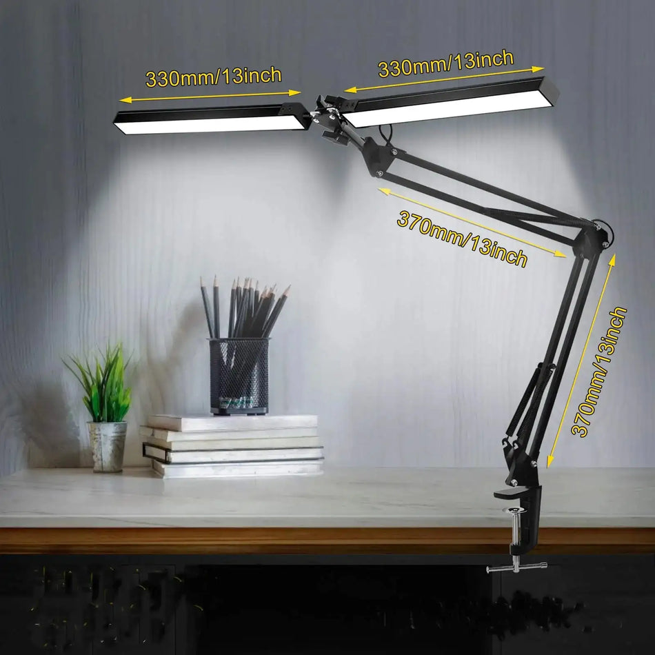 LED Desk Lamp With Clamp USB Charging Port Dimmable 3 Modes