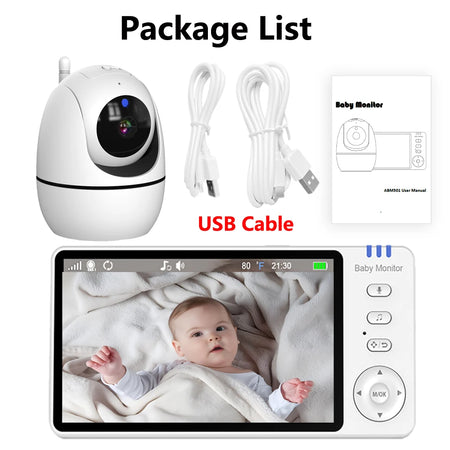 5 Inch Video Baby Monitor with 4X Zoom, Two-Way Audio, and Night Vision ABM501-USB