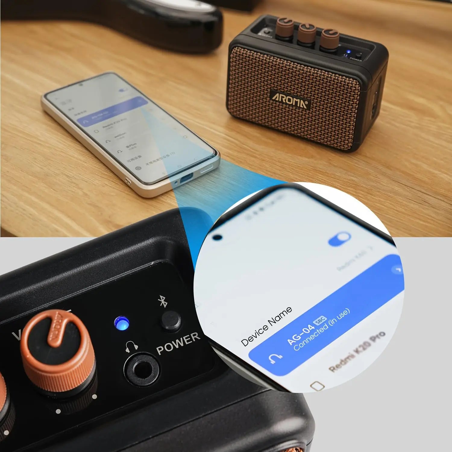 Aroma AG-04 Guitar Amp &ndash; Rechargeable Wireless Mini Amp