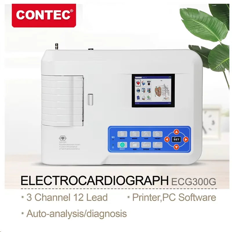 Contec ECG300G Cyfrowy 12-odprowadzeniowy aparat EKG z interfejsem USB