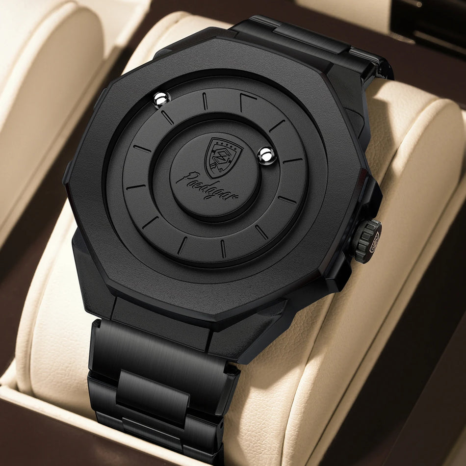 POEDAGAR Luxury Waterproof Mens Stainless Steel Quartz Wristwatch