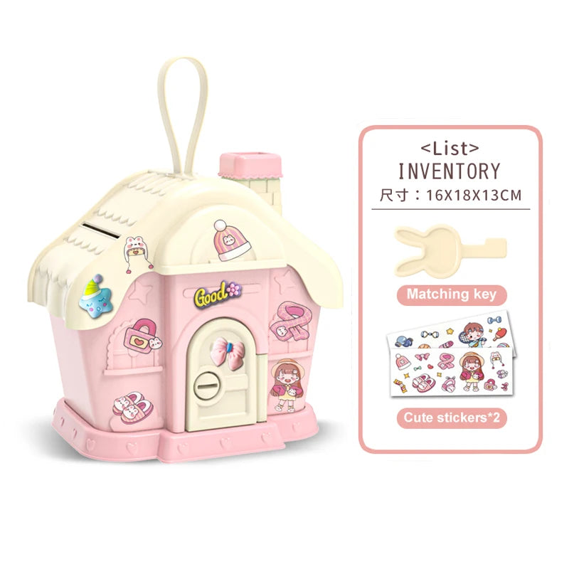 Kids Piggy Bank Ice Cream Hut &ndash; Kawaii Large Capacity Savings Box C Pink