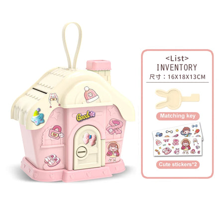 Kids Piggy Bank Ice Cream Hut &ndash; Kawaii Large Capacity Savings Box C Pink