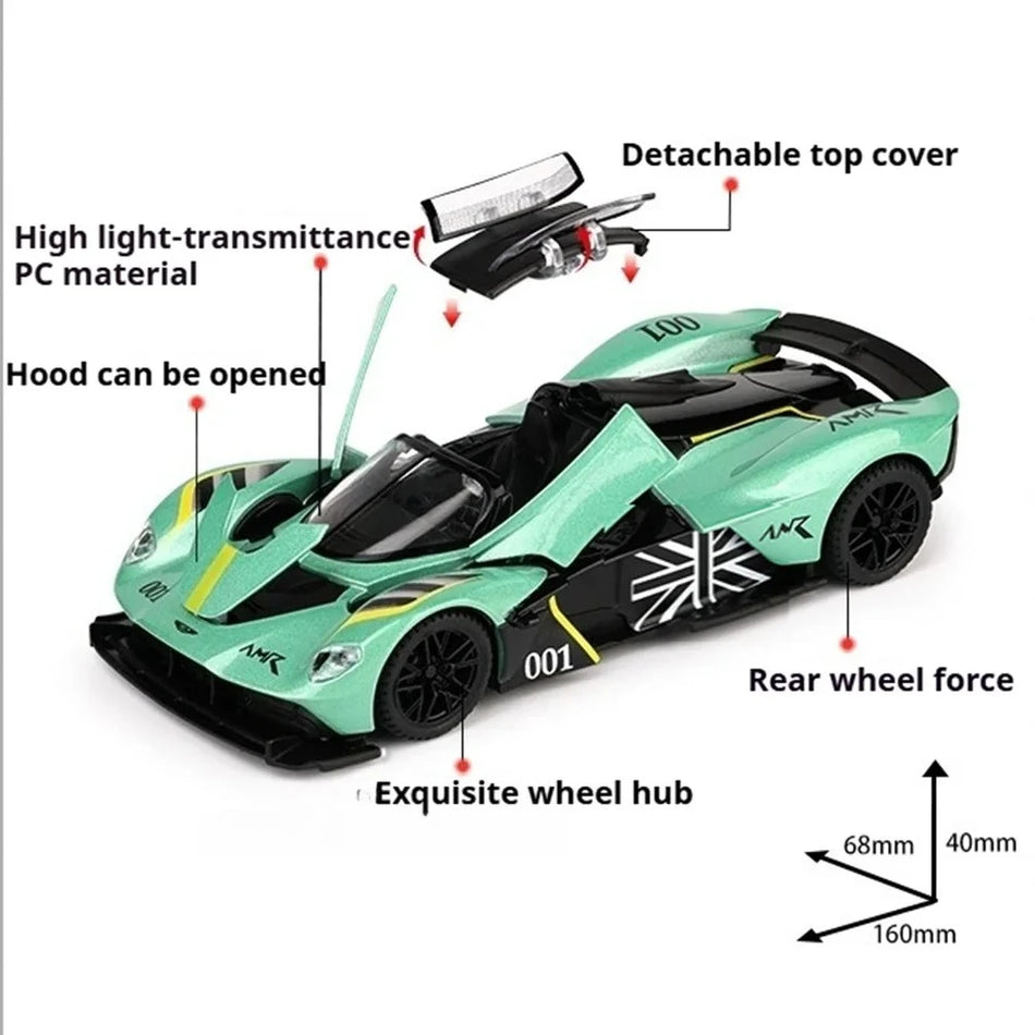 Diecast 1:32 Valkyrie Vulcan modeļa automašīna rotaļlieta, sakausējuma korpuss, atpakaļvilkšanas.