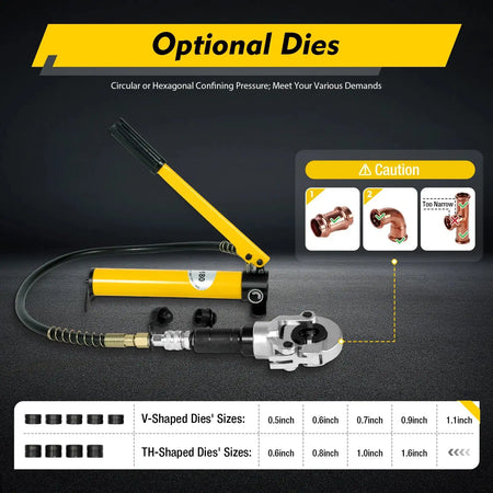 Hydraulic Press Pliers 6T - 360&deg; Rotatable Head With 9 Dies