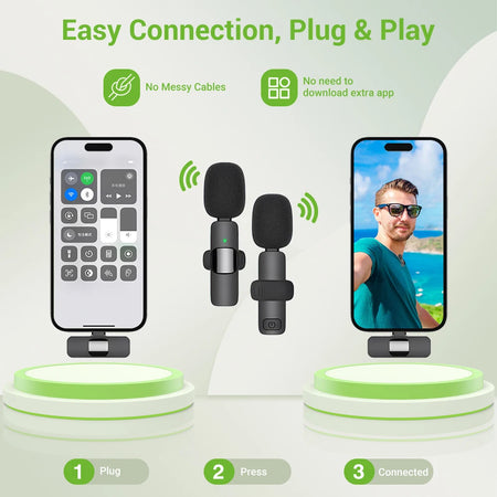 Basix 2.4G Wireless Lavalier Microphone for iPhone &amp; Android - Portable Mini Mic for Live Broadcast &amp; Gaming
