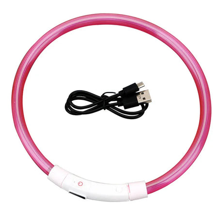 Luminous LED Dog Collar with USB Rechargeable Light Pink / S(35CM)