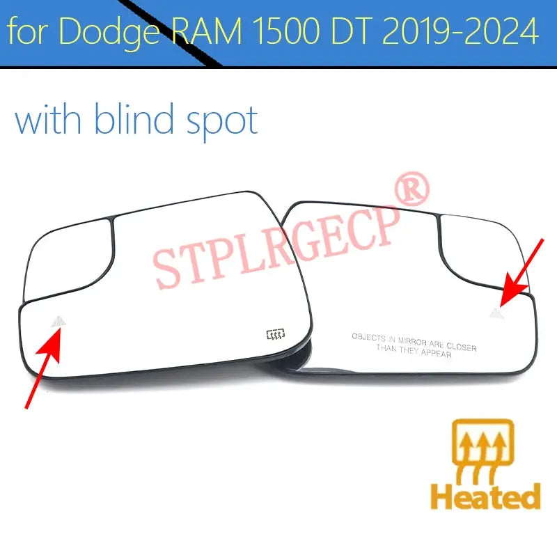 Driver Rearview Side Blind Spot Mirror Lens Door Wing Mirrors Glass with Heating Parts for Dodge RAM 1500 DT 2019-2024 by InterCyprus Trading Ltd