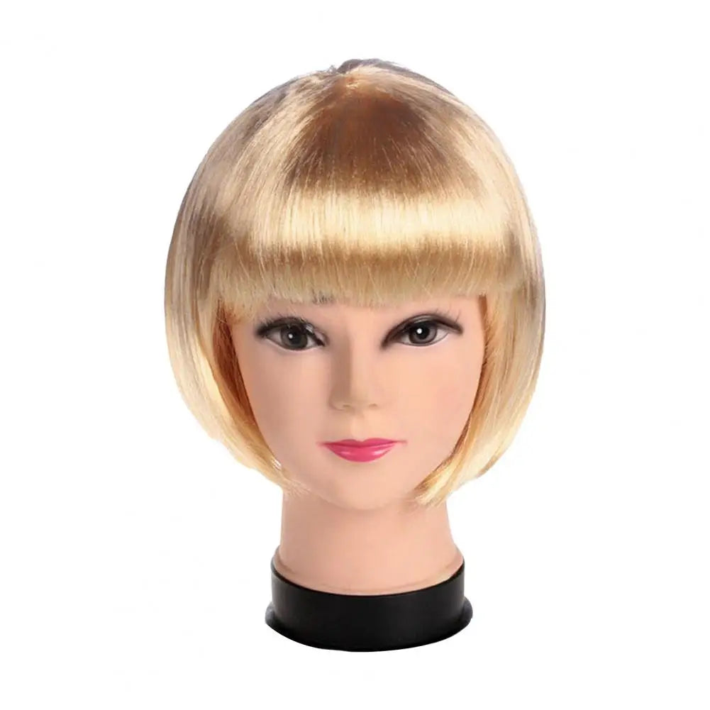 Vibrant Short Bob Wig with Bangs - Heat Resistant Synthetic Hair for Cosplay and Daily Wear Light Blond