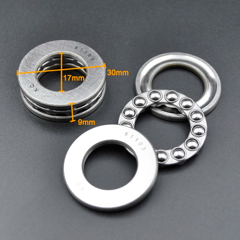 Thrust Ball Bearings 51100-51108 &ndash; High Precision Steel 51103 17x30x9mm / CHINA / 10Pcs