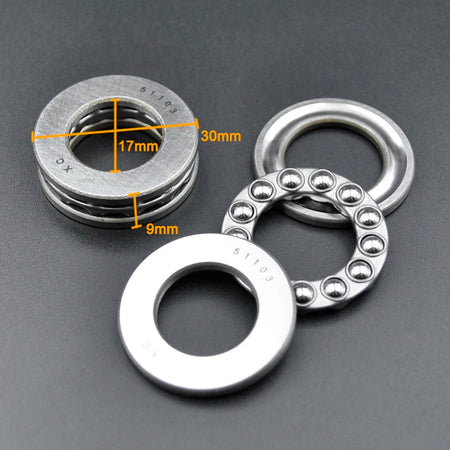 Thrust Ball Bearings 51100-51108 &ndash; High Precision Steel 51103 17x30x9mm / CHINA / 10Pcs