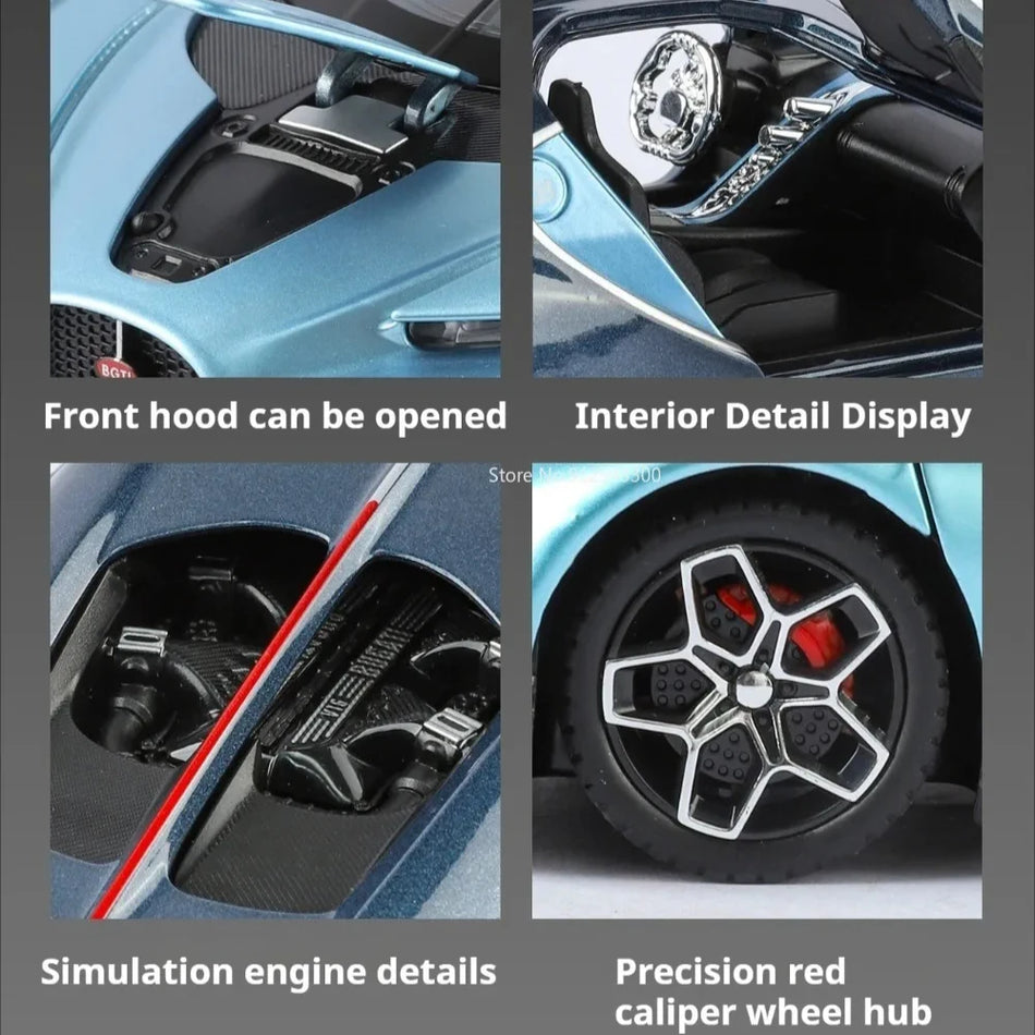 Model de mașină din metal la scară 1:24 cu retragere, uși deschise, decor pentru masă