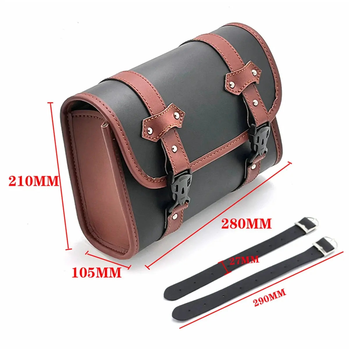 Motorcycle Bag Saddlebags PU Leather Front Fork Tail Saddle Bag Luggage For Harley Chopper Bobber Cruiser Sportster XL 883 1200 by InterCyprus Trading Ltd