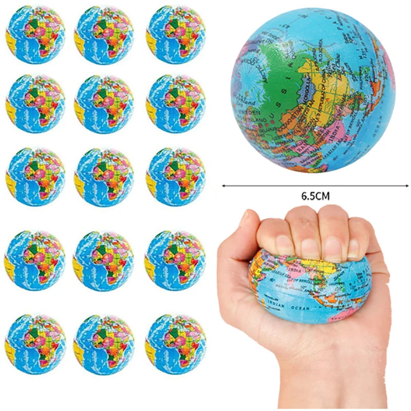 12Pcs 65mm World Map Foam Ball &ndash; Stress Relief Toy For Kids Default Title