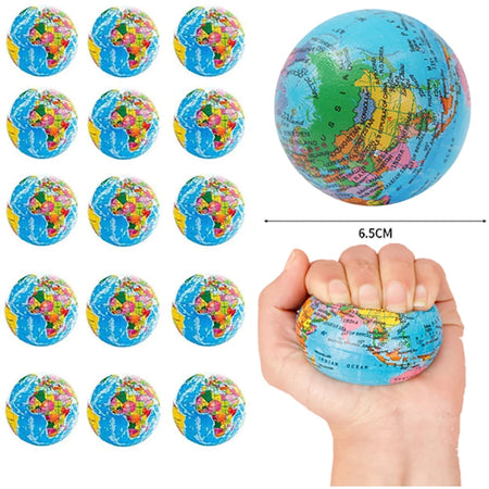 12Pcs 65mm World Map Foam Ball &ndash; Stress Relief Toy For Kids Default Title