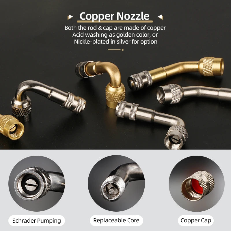 Schrader Valve Extender &ndash; Curved Design for Easy Pump Access