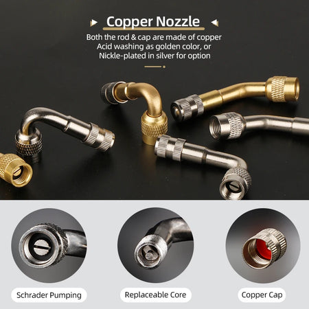 Schrader Valve Extender &ndash; Curved Design for Easy Pump Access