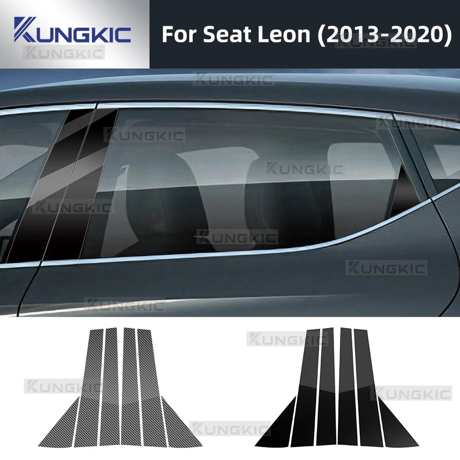 Window Pillar Trims Glossy Black PC For Seat Leon Mk3 Frame Cover