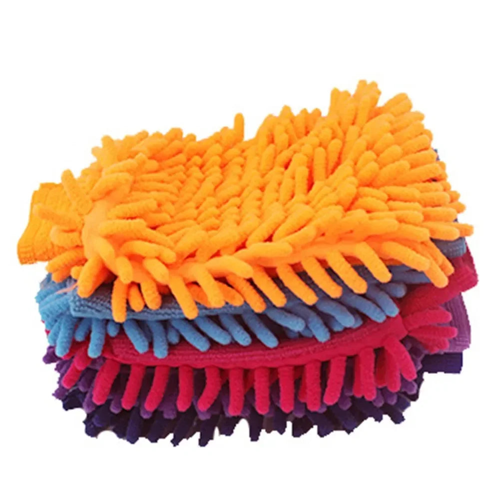 Chenille Coral Fleece Car Wash Gloves - Scratch-Free Cleaning Mitt