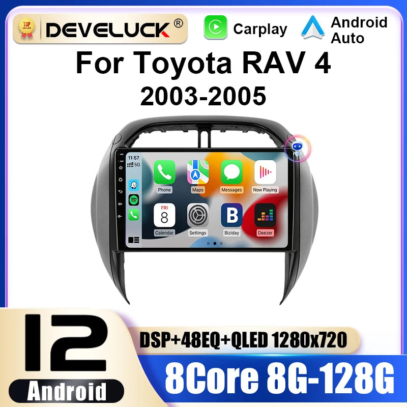 Autorádio Toyota RAV4 2003-2005 2 Din Android 12 s GPS navigací, DVD přehrávačem, WiFi