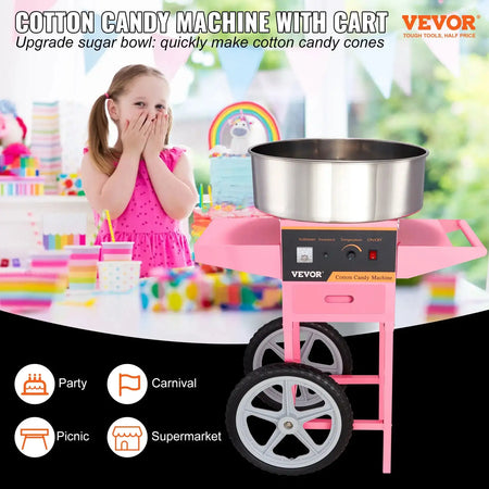 1000W Electric Cotton Candy Machine With Cart
