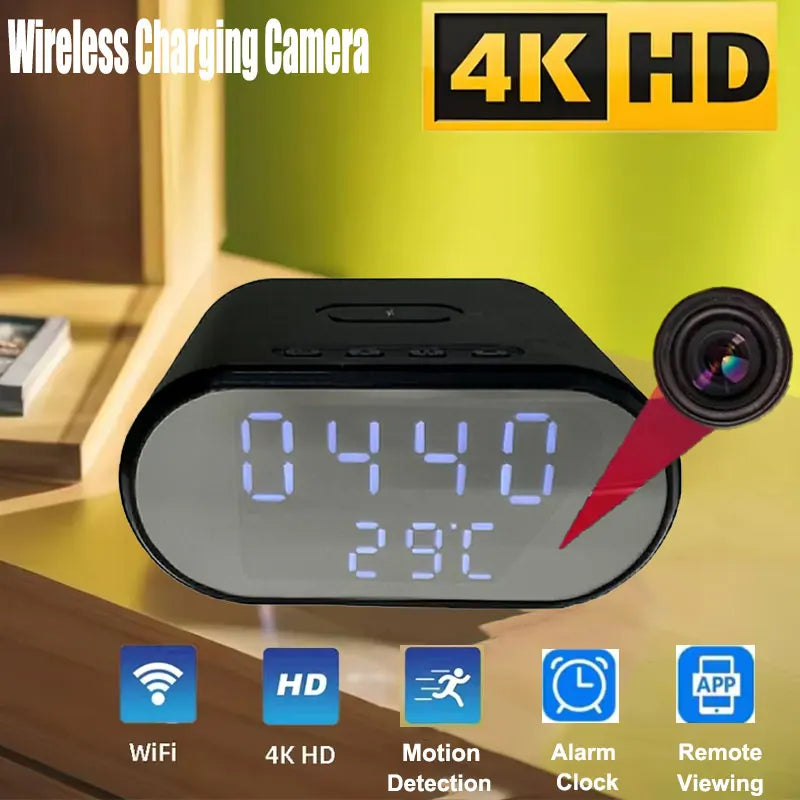 Wiwacam W6-32 &ndash; 4K HD Alarm Clock Camera with Wireless Charger Default Title