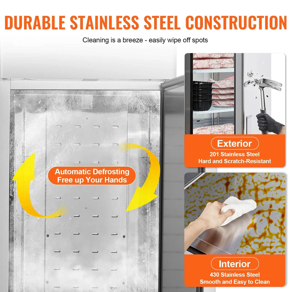VEVOR Commercial Freezer Reach In Single Door Auto Defrost