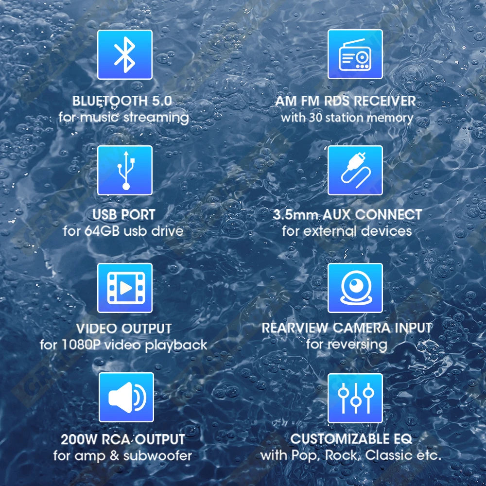 Grandnavi MS-54RV MP5 Stereo - IPX5 Waterproof Bluetooth