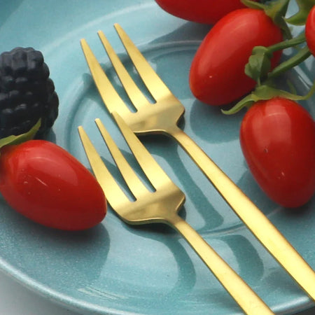 6Pcs Stainless Steel Matte Cake Fork Set &ndash; Elegant Gold Tableware