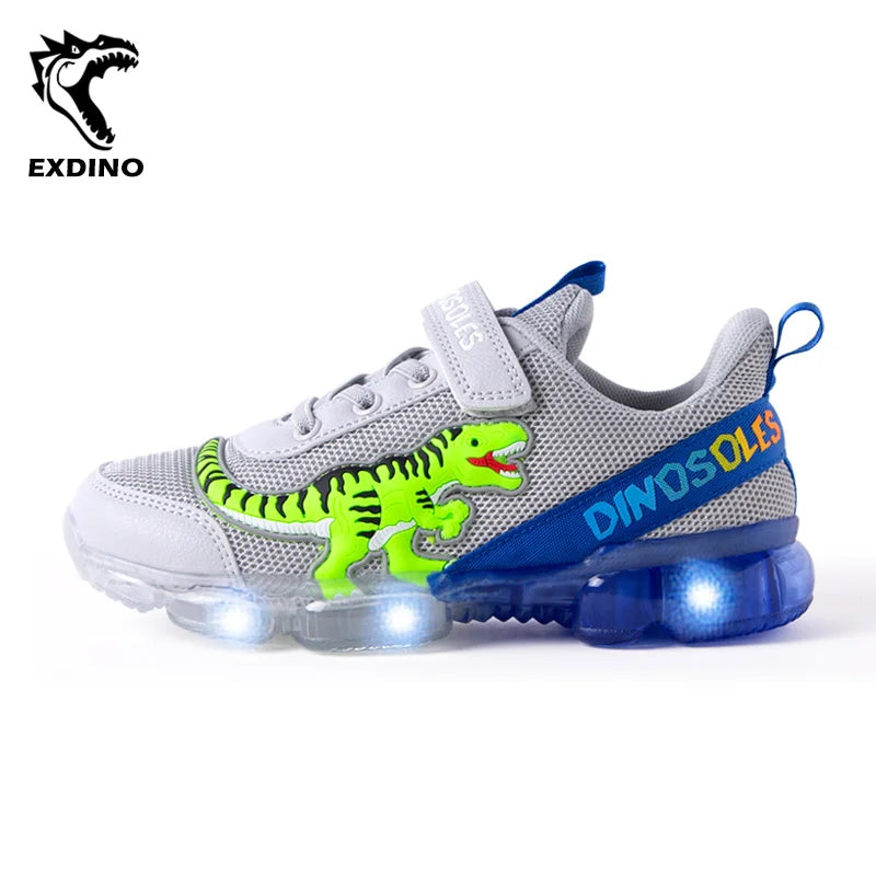 EXDINO T-Rex LED Light Up Sneakers for Boys (2-9Y)