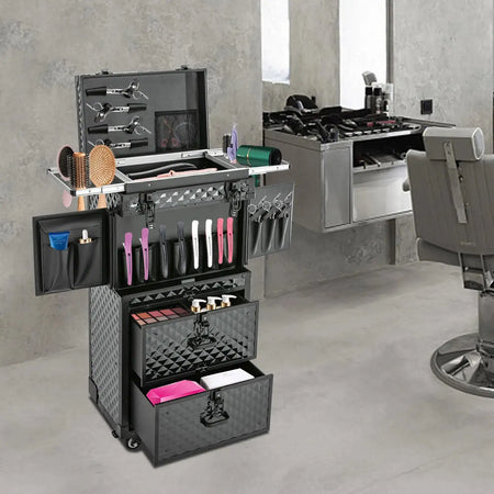 4-Tier Rolling Makeup Trolley &ndash; Lockable, 33 Lb Capacity