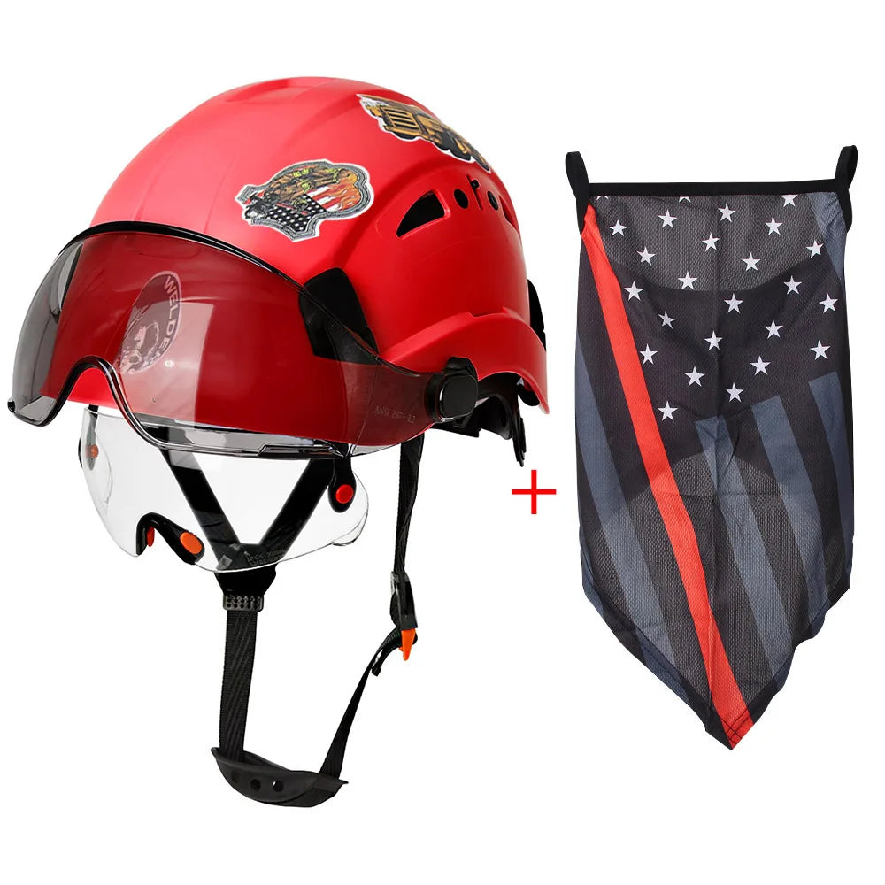 4AQM0226 Construction Cap With Goggles &ndash; Dual Protection Red A