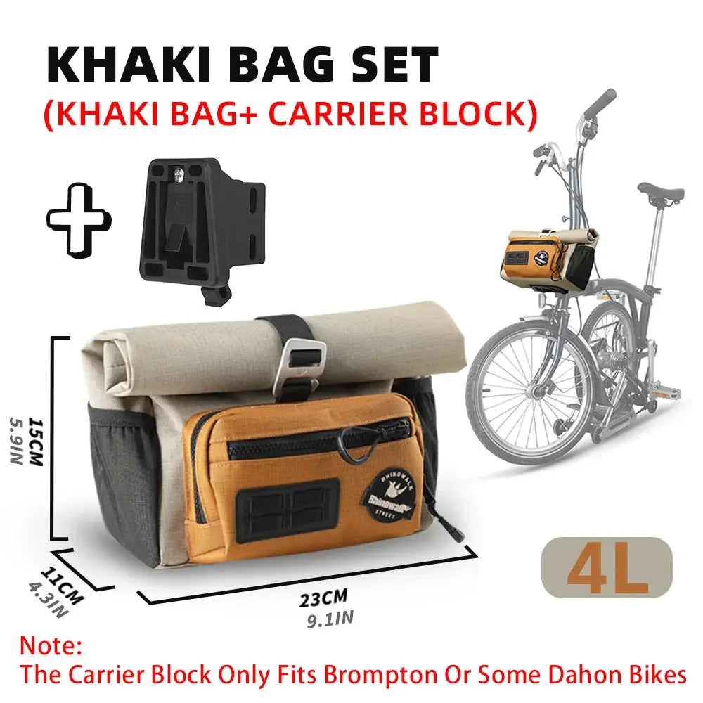 Rhinowalk Bike Front Basket Set With Free Adapter Block Bicycle Handlebar Storage Bag for Brompton Dahon Folding Bike Urban by InterCyprus Trading Ltd