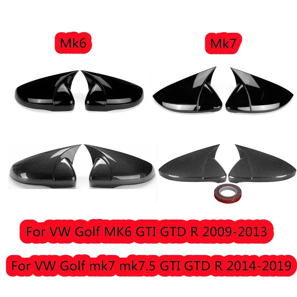 Pair Abs Rearview Mirror Caps For Vw Golf Mk6 Mk7 Gti R Gtd by InterCyprus Trading Ltd