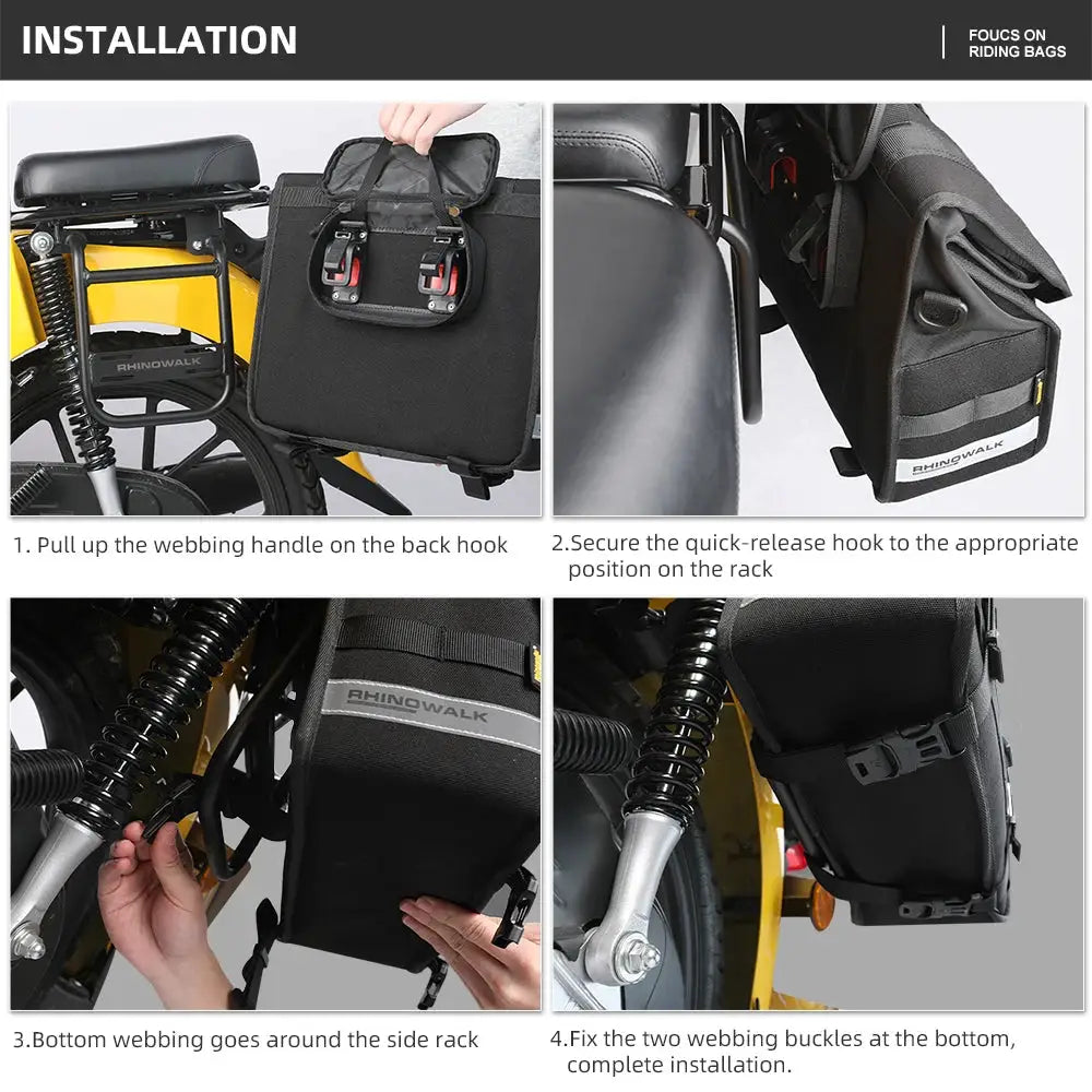 Rhinowalk Motorcycle Side Bag 13L Rainproof Quick Release Motor Saddle Bag With Inner Support Board Tail Rack Storage Luggage by InterCyprus Trading Ltd