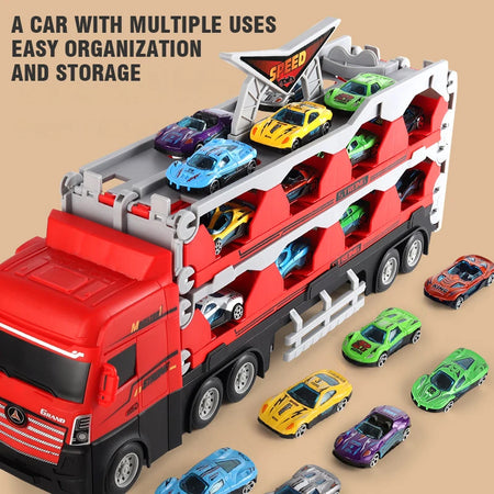 Large Car Transporter Truck Set &ndash; Educational Diecast Sports Cars for Kids