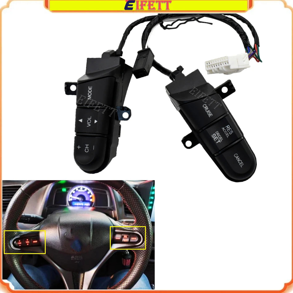 Commutateur audio de volant avec rétroéclairage pour Honda Jazz Fit Civic 2006-2011