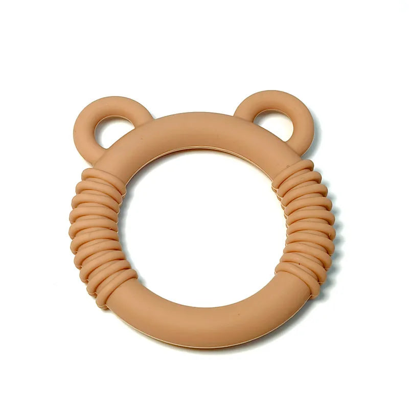 Baby Bear Silicone Teethers &ndash; Soothing Anti-Eating Hand Toys Peach color
