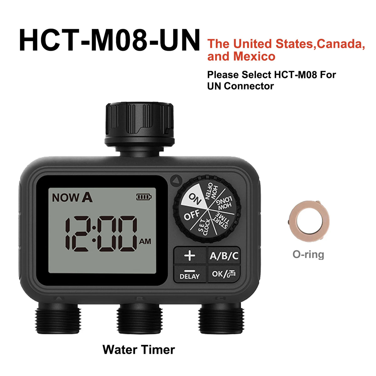 HCT-M08 Water Timer &ndash; Three Outlet Rain Delay System POP3-HCT-M08-UN
