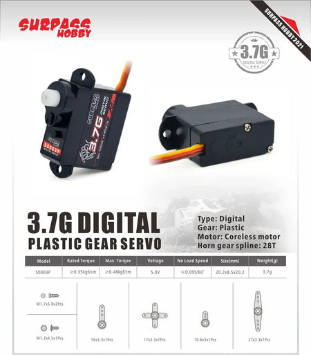 Surpass Hobby 2g 3.7g 4.3g 6g 8g Micro Digital Mini Servo Metal and Plastic Gear for Rc Drone Airplane Fixed-wing Car Robot by InterCyprus Trading Ltd