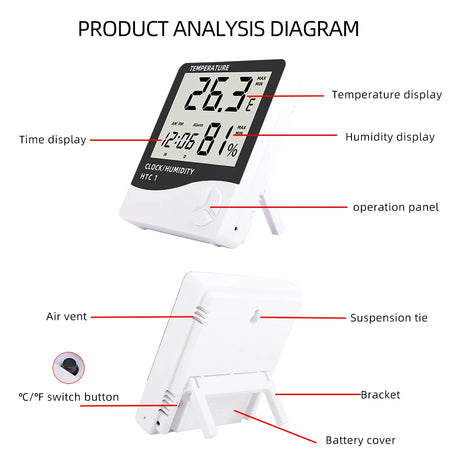 HTC-1 HTC-2 Digital Thermometer Hygrometer &ndash; High Accuracy