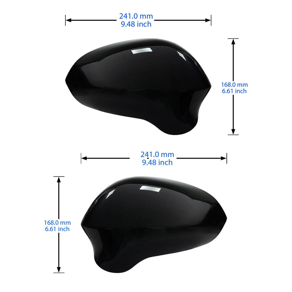 Mirror Cover Caps for Seat Ibiza 6J MK4 Gloss Black ABS Plastic Left and Right Pair