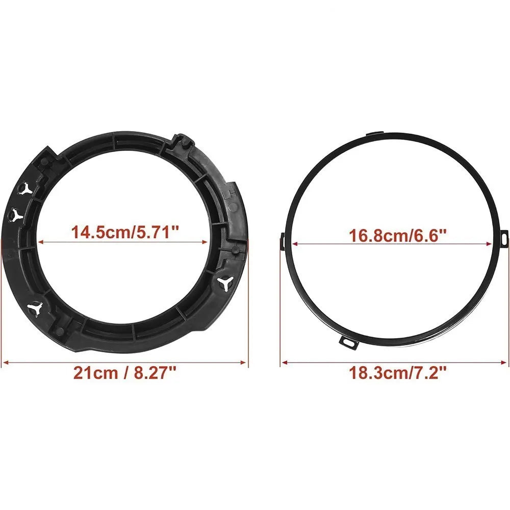 7 Inch Round Headlight Mounting Ring Retaining Bracket With Headlight Metal Rings For Jeep Wrangler JK 07-17 For LED Headlights by InterCyprus Trading Ltd