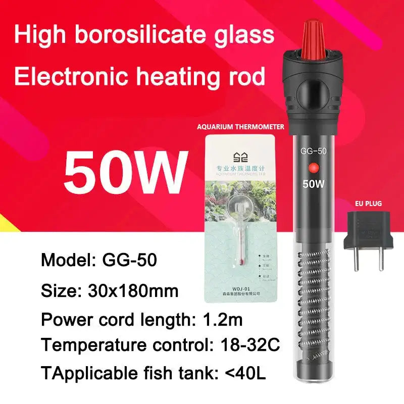Aquarium Submersible Heater With Thermometer 220 240V GG 50