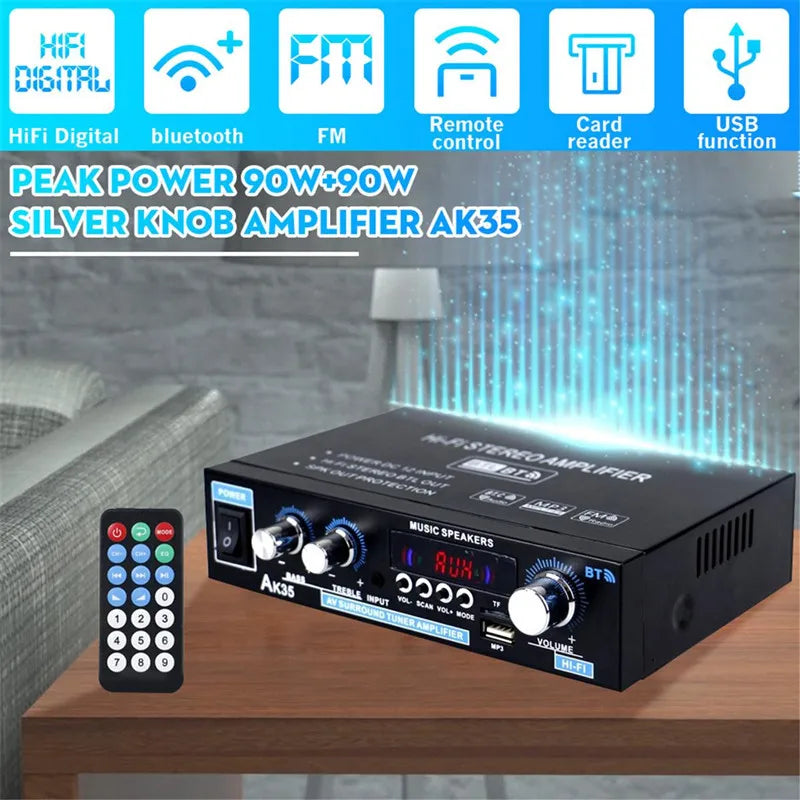 MAOZUAC AK35/AV-660BT Bluetooth-Compatible HIFI Audio Power Amplifier 2 Channel 400W Home Theatre System