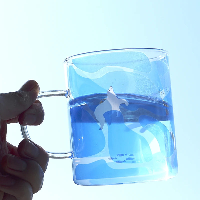 Creative Killer Whale Glass Mug 350ml - Heat Resistant