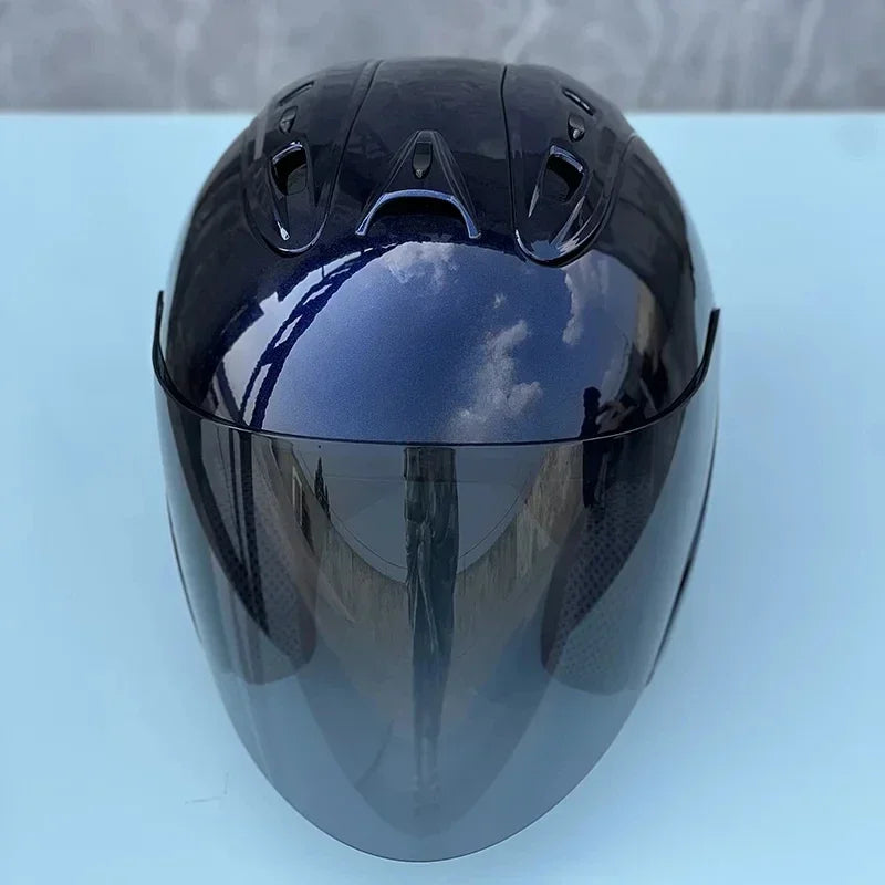 2024 Ram4 Dark Blue Open Face Motorcycle Helmet for Men and Women
