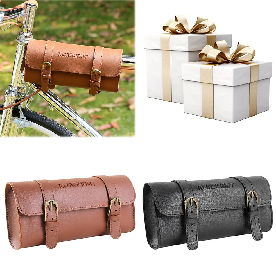 Leather Bicycle Saddle Storage Bag Tool Bag Large Capacity Retro Tail Bag