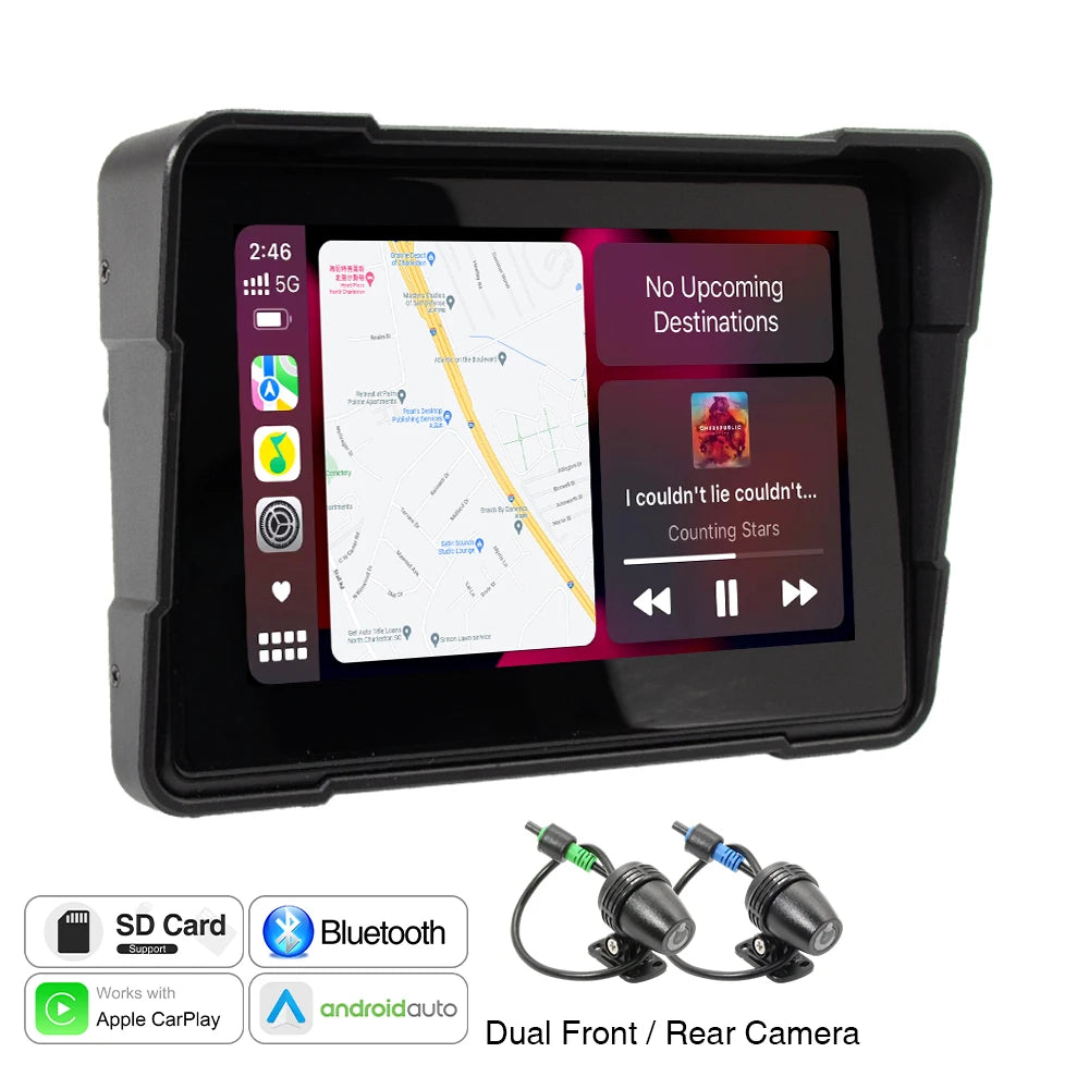 AKAMATE 5 Inch Motorcycle Monitor &ndash; CarPlay Android Auto M528A